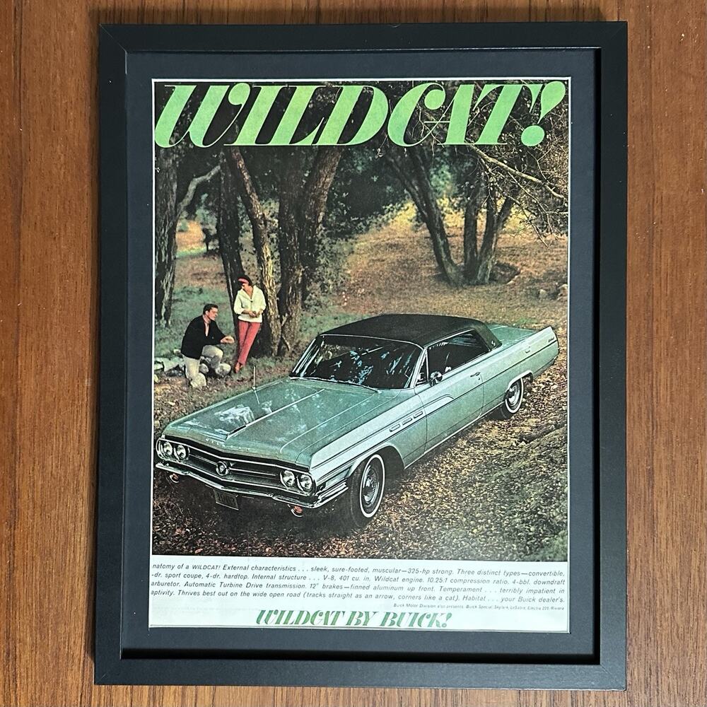 Framed 1963 Buick Wildcat Original Print Ad